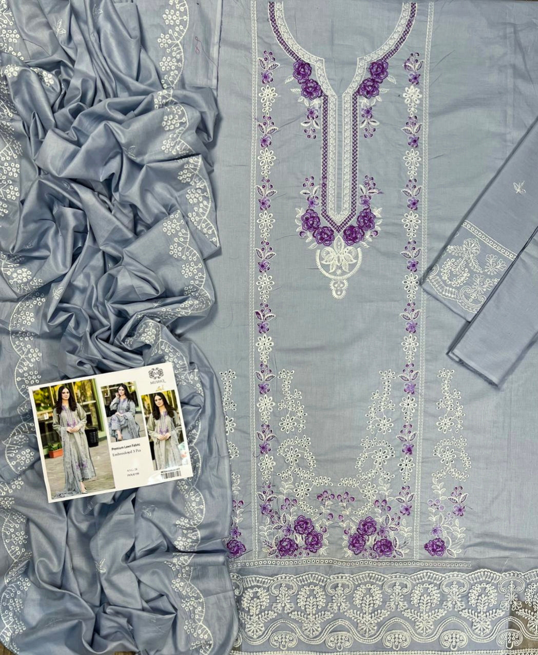 MUSHQ Chikankari Luxury Embroidered Lawn Unstitched 3PC